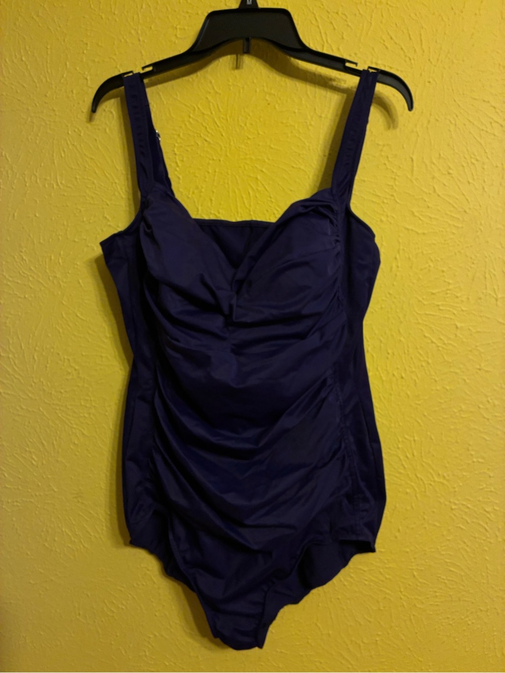 Trimshaper Classic Purple One-Piece Swimsuit with Ruching. NEW
